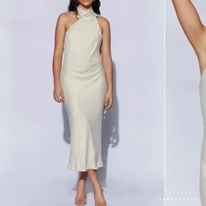Neck Wrap Midi A-Line Dress XS